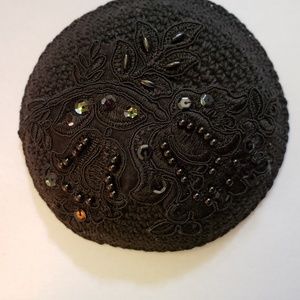 Woman's Fancy Black Yarmulke Kippah Black Lace